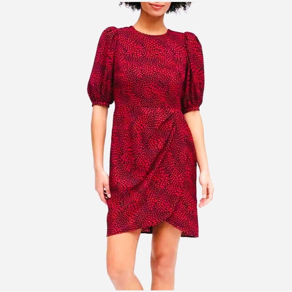 NWT BANANA REPUBLIC Red Black Puff-Sleeve Sheath Mini Dress